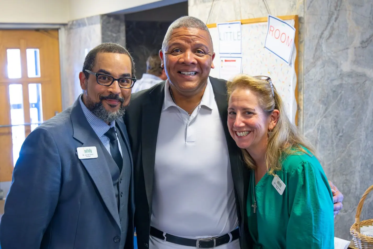 Nativity Prep President James C. Smith posing with Susan DiFabio